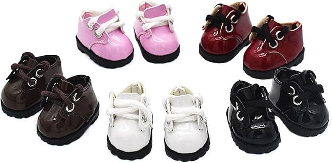 Faux Leather Miniature Shoes for 17/15cm Plush Dolls - Cute Monster Collectible Figure Accessories, Easy Fit Soft Stuffed Animal Boots (Brown, 17/15cm)