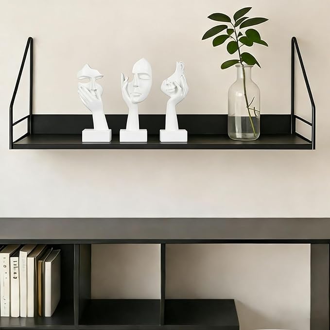 oliruim 3 Pcs Thinker Small Statue Set - White Art Abstract Home Accent Figurines for Decor Woman Apartment Bookshelf Floating Shelf Coffee Table Office Desk Bathroom Counter Decor (3 Pcs White, 6")