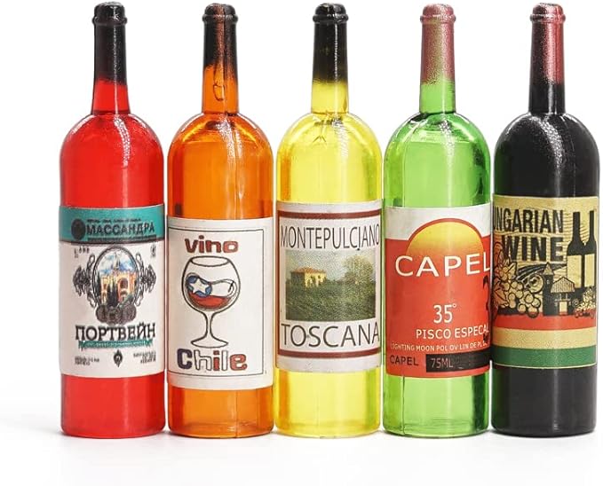 Odoria 1/6 Miniature Wine Bottles 5Pcs Dollhouse Decoration Accessories