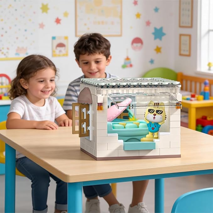 kvlidvo Koko's Cat Town DIY Miniature House Kit,Tiny House Piano Room Building Kits,Purrfect Dollhouse with 247PCS,Gift for Cat Lovers Teens Kids Ages 3+