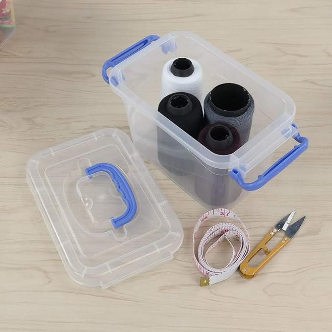 2 L Mini Plastic Storage Bin, Clear Storage Box Set of 6