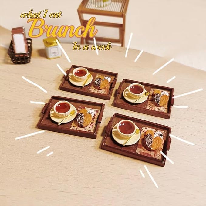 Miniature Afternoon Tea Set Dollhouse Decoration, 1:12 Miniature Coffee Mugs Dessert Model Miniatures Decor for Miniature Dollhouse Accessories
