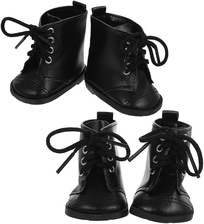 BESPORTBLE 18 Inch Girl Doll Boots 2 Pairs PU Leather Dollhouse Footwear Accessories for Girls Miniature Doll Shoes for Dress Up and Play