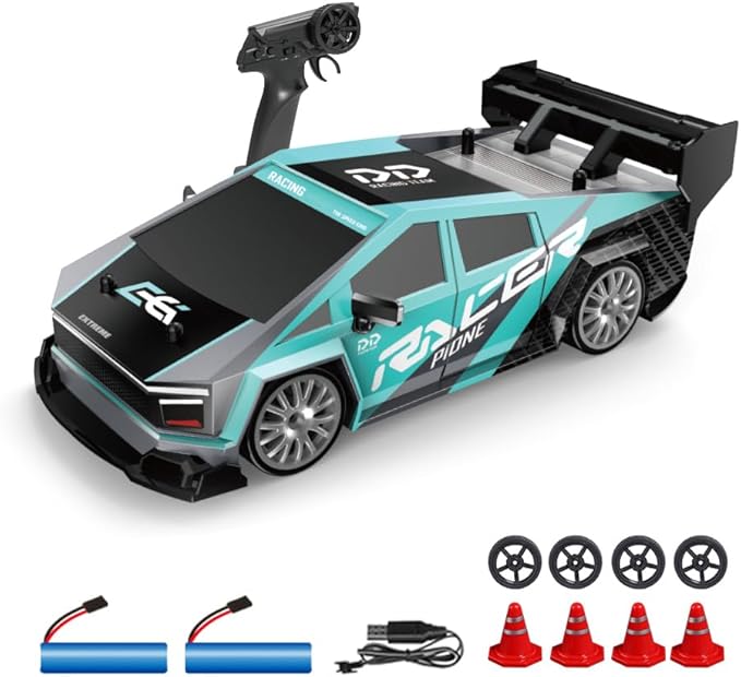 1:24 Scale RC Drift Car, 30KM/H 4WD 2.4GHz Remote Control Cars with LED Light, Racing and 4 Drifting Wheels, High Speed RC Racing Cars Perfect Toy Gift for Teen Adults