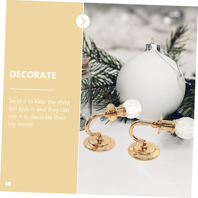 minkissy 12 Scale Dollhouse Decoration, Gold Color Mini Bedside Light for Dollhouse Accessories and Miniature Scene Lighting