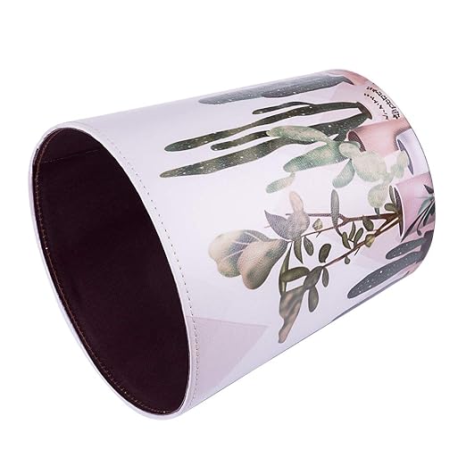 Scakbyer 10L/2.64 Gallon PU Leather Trash Can Decorative Waterproof Wastebasket Paper Basket Garbage Bin for Home Office Bathroom