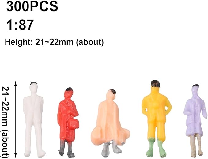 300Pcs Small 1: 87 Ho Scale Tiny People Figurines Miniature For Park Street Scenes Sitting Standing Architectural Painted Figures