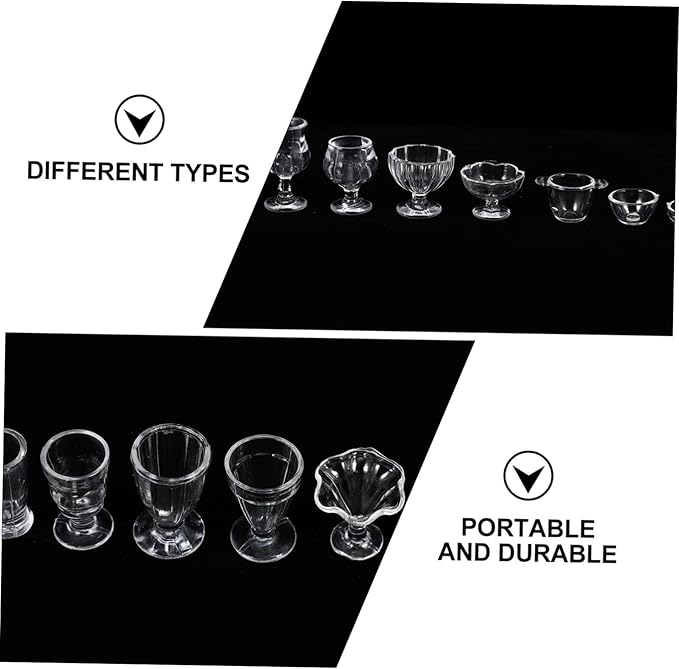 34 Pcs Dollhouse Cups 1: 17 Miniature Wine Glasses Mini Beer Cups Cocktail Martini Glasses Model for Dollhouse Decoration DIY Craft
