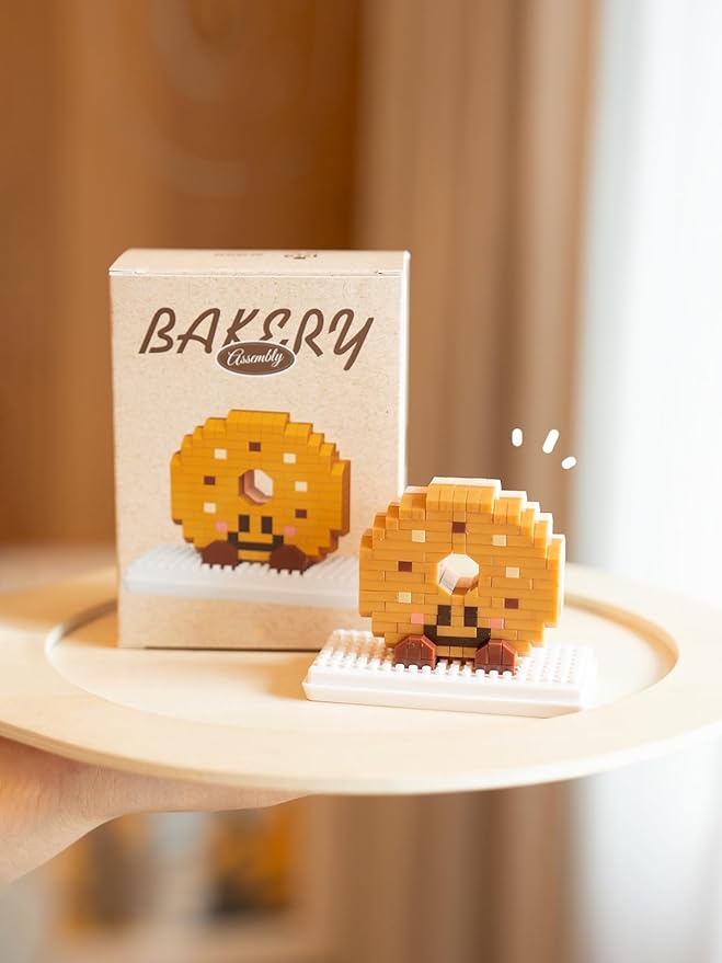 Bagel Happy Bread Series Food Cute Series Set Toy Mini Bricks Micro Building Kit Toys Desktop Ornaments Gift for Adults Kids