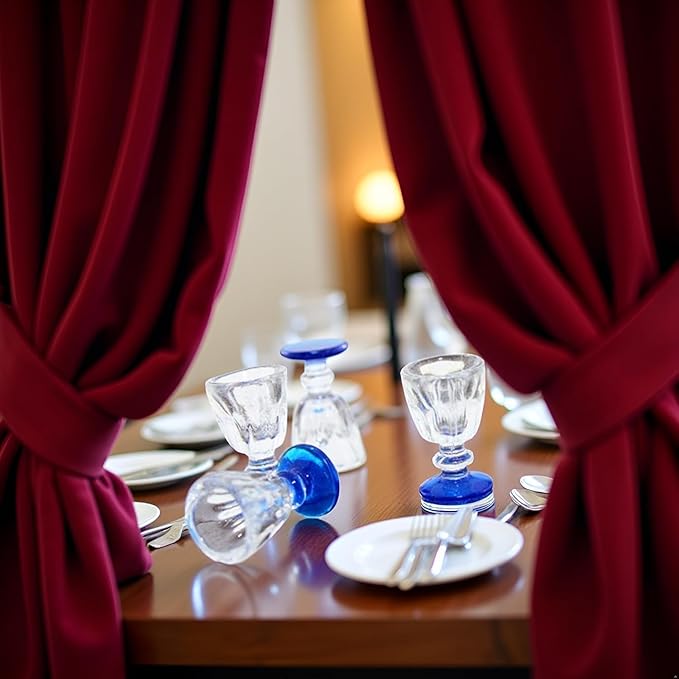 4Pcs Lovely Miniature Wine Glass Set for Dollhouse, 1:6 1:12 Scale, Ideal for Creating Realistic Dining Scenes，Dolls House Blue Stem Wine Glasses Miniature Bar Dining Room Accessory