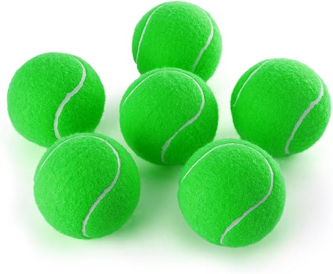 PHOEPET 6-Pack Tennis Balls for Beginner Training Practice- Bulk Dog Balls for Fetch Chew Toys(Green)