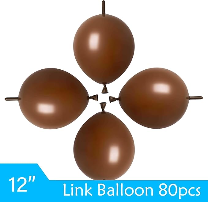 ADIDO EVA Link Balloons Brown 10 Inch Latex Quick Linkale Balloon 80 Pcs for Birthday, Halloween, Christmas, Party Festival Decorations