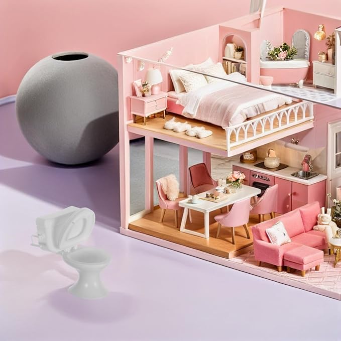 JECOMPRIS 8pcs Doll House Toilets: Mini Toilets 1/12 Scale Toilet Seat Miniature Toilet for Dolls Playset Accessories