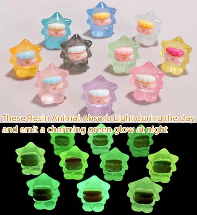 50 PCS Mini Glow-in-The-Dark Resin Star Blind Bag Set, Tiny Star Mystery Bags for Dollhouse Decor, Miniature Figures for Doll House Fairy Garden, Party Presents for Kids