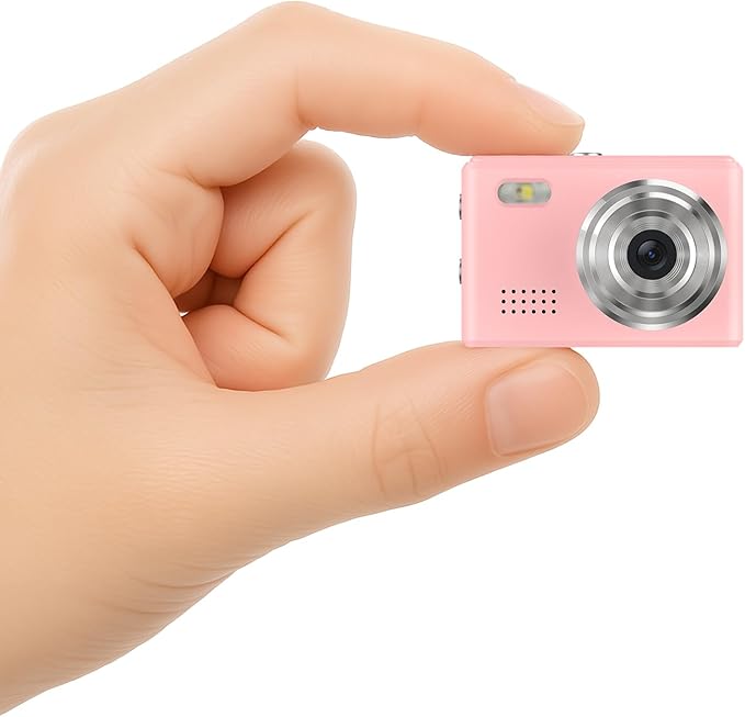 Dienspeak Mini Camera 1080P HD Video Recorder, Keychain Digital Camcorder with 64GB Card, 0.96" HD Display, Long Battery Life, Ultra-Portable Tiny Camera for Travel/Vlog/Night Shots, Pink
