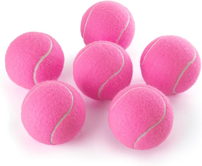 PHOEPET 6-Pack Tennis Balls for Beginner Training Practice- Bulk Dog Balls for Fetch Chew Toys(Pink)