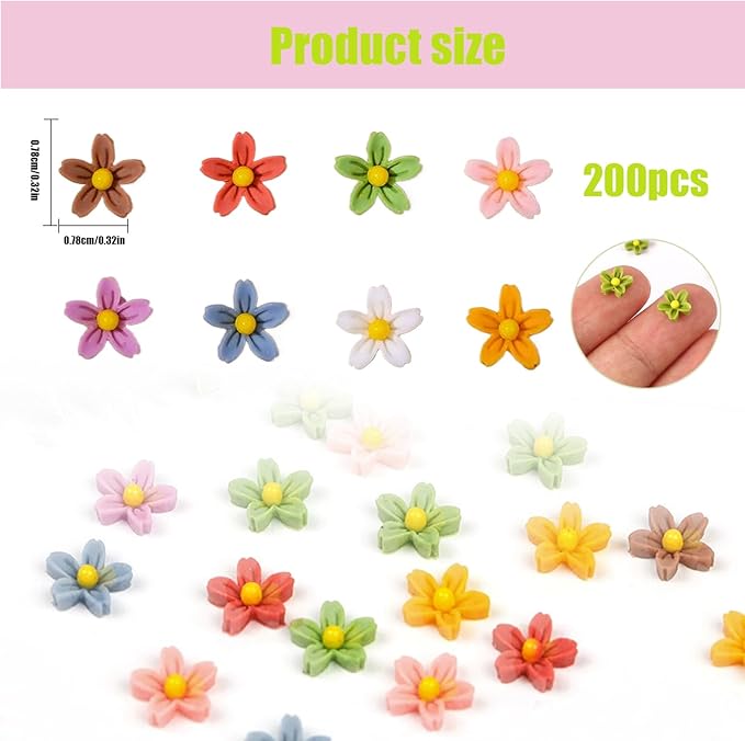 220PCS Resin Daisy Flowers for Crafts Dollhouse Miniatures Resin Mini Things Tiny Daisy Flowers for Fairy Garden Dollhouse Micro Landscaping Decoration