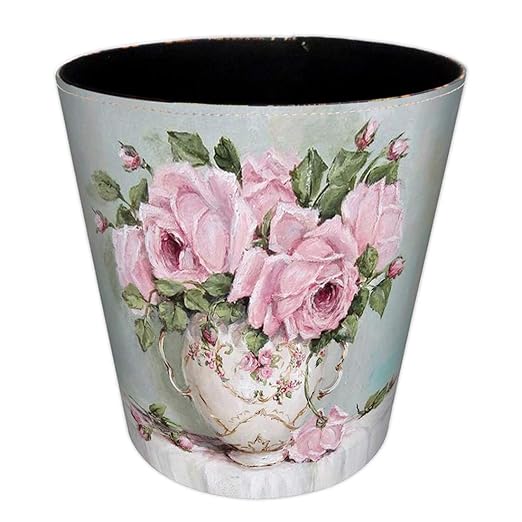 Scakbyer 10L Wastebasket Retro Decorative Trash Can Waterproof PU Leather Wastebasket Without Lid for Kitchen, Office, Living Room, Bedroom