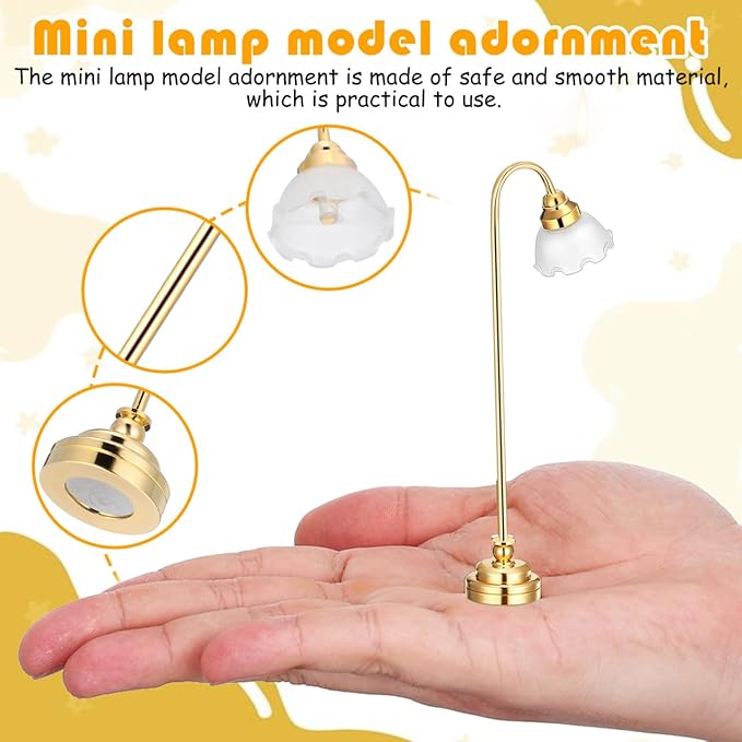TOYANDONA Miniature Dollhouse Floor Lamp 1:12 Scale – Battery Operated Led Mini Floor Light for Dollhouse Furniture Decor, Realistic Mini House Lighting & Photo Props