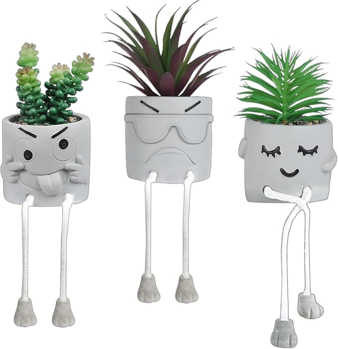 guowanpp Creative Artificial Succulent Plants in pots - 3 Pieces Mini Fake Plant, Mini Succulent Plants Decor for Shelves, Artificial Plants Indoor, Kitchen Decorations