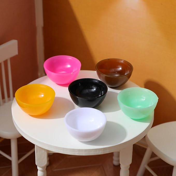 25pcs Miniature Bowls Dollhouse Dish Model Mini Kitchen Accessories Toys Colorful Tiny Plate for Play Food Toy