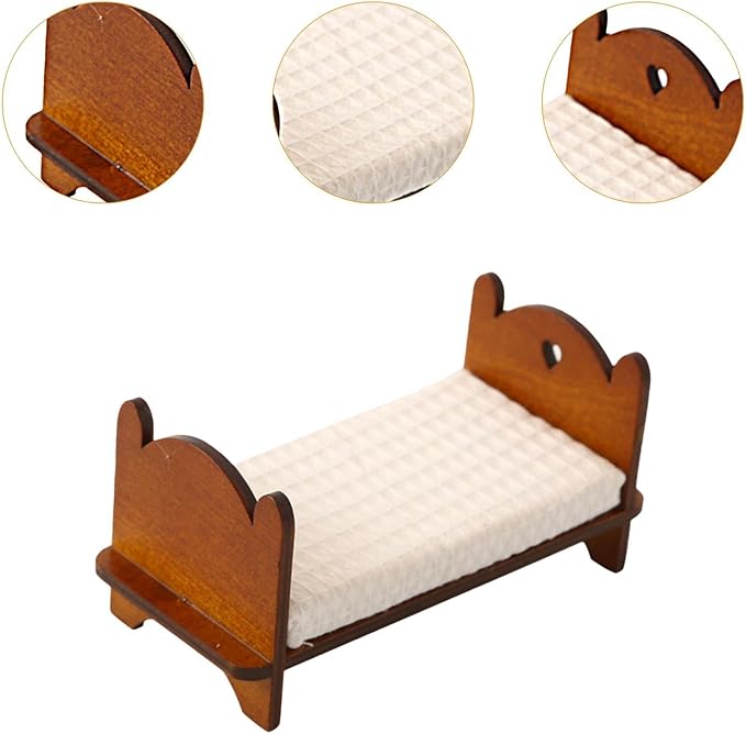 Dollhouse Furniture Miniature Bed 1:12 DIY Scene Decoration Dollhouse Dollhouse