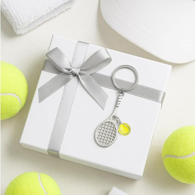 Sportybella Tennis Racket and Ball Keychain – Sports Accessories and Gifts for Tennis Players, Coaches, Teams, Instructors, Tournaments, and Tennis Enthusiasts, Bag Zipper Pull
