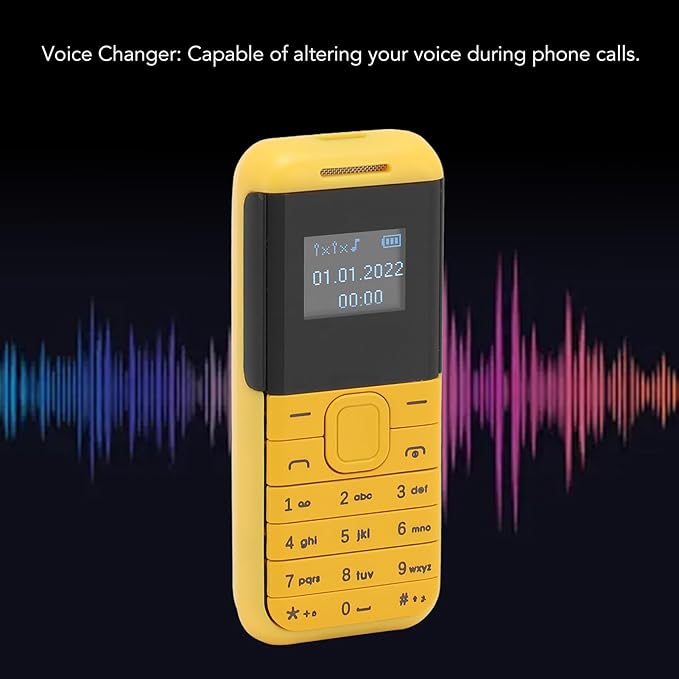 GOWENIC Small Mini Phone, 2G GSM Dual SIM Unlocked Smartphone, 0.66inch Screen 380mah Small Smartphone, Bluetooth Sound Player Basic Phone (Yellow)