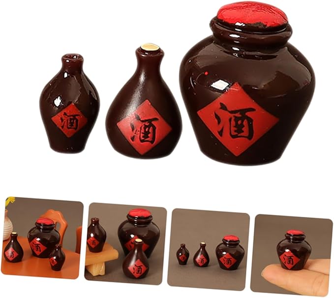 ORFOFE 3Pcs Wine Bottles Authentic Resin Dollhouse Miniatures Detailed Miniature Alcohol Bottles for Realistic Scenes for Home Decor and Play