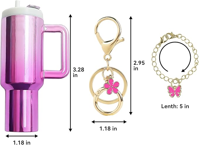 ERTUNA Mini Tumbler Keychain Accessories for Stanley Cup, 2 Way Cute Charms Chapstick Lip Balm Holder for Women Purse Handbag