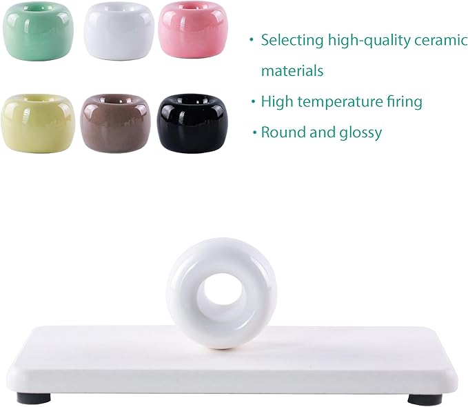 NiuYichee Set of 6 Sleek Mini Ceramics Toothbrush Holder, Small Ceramic Ring, Perfect Size for Bathroom Vanity Countertops