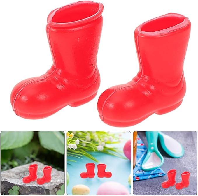 BESPORTBLE Mini Santa Claus Shoes 100 Pcs of Santa Boots, Mini Shoes Model for Crafts Christmas Dollhouse Table Centerpiec Decorations, Red