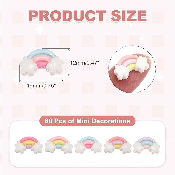 Mini Cute Rainbow Decor, Miniature Doll Food Crafts for Dollhouse & Landscape & Mini Kitchen & Micro Fairy Garden & DIY Craft Decorations(Rainbow Colors, 100pcs)