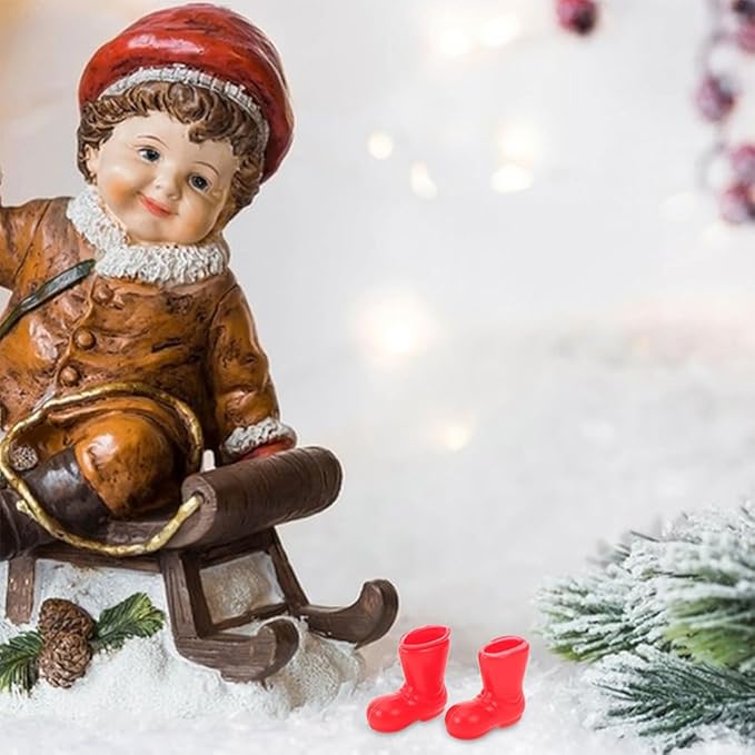 BESPORTBLE Mini Santa Claus Shoes 100 Pcs of Santa Boots, Mini Shoes Model for Crafts Christmas Dollhouse Table Centerpiec Decorations, Red