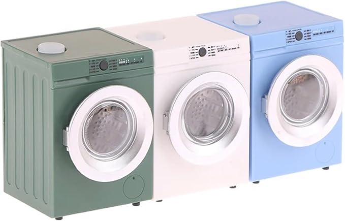 Sturdy 1 12 Scale Dollhouses Laundry Room Furniture Realistic Miniature Washing Machine with Interactive Features Dollhouses Accessory