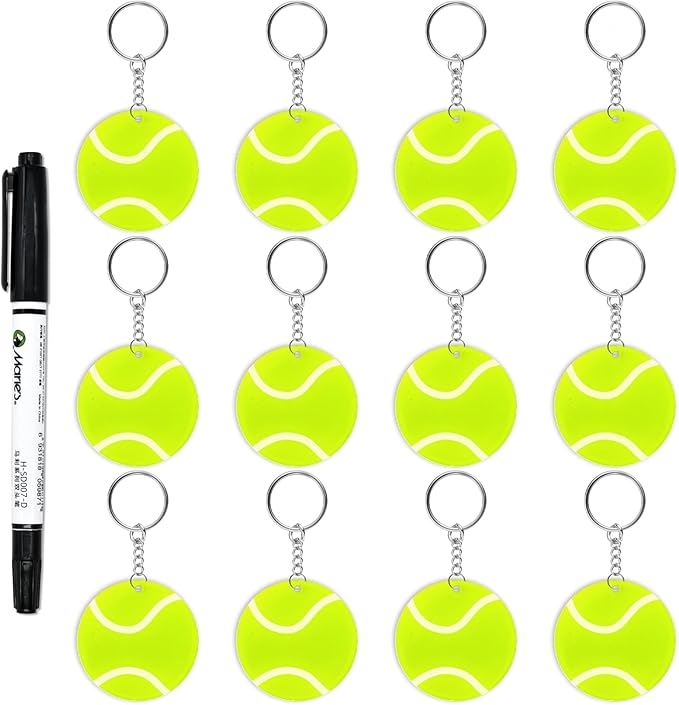 Yaure Joy 12 Pcs Volleyball Acrylic Keychain bulk with 1 Black Marker for DIY Sports Party Favor