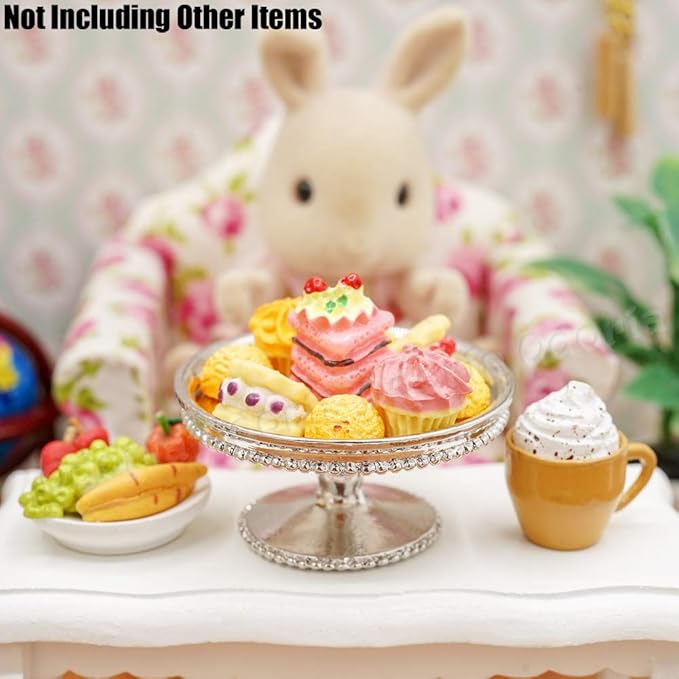 Odoria 1/6 Miniature Cake Stand Dollhouse Decoration Accessories, Silver