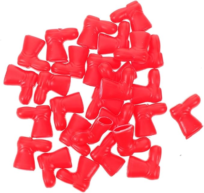 BESPORTBLE Mini Santa Claus Shoes 100 Pcs of Santa Boots, Mini Shoes Model for Crafts Christmas Dollhouse Table Centerpiec Decorations, Red
