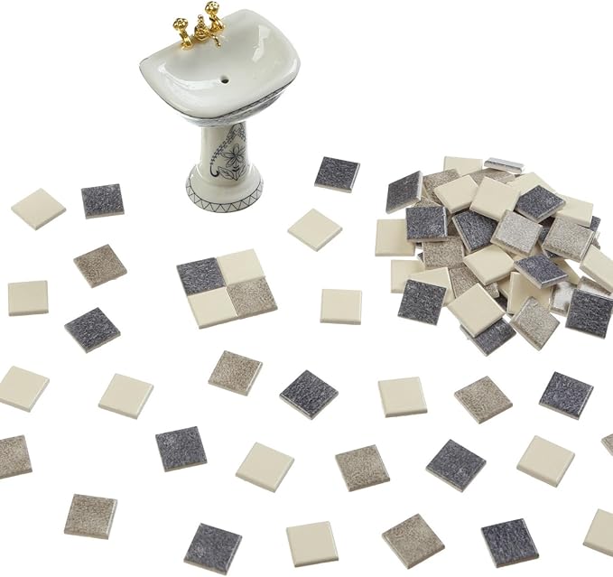 150 pcs, Dollhouse Flooring, 1:12 Scale Doll House Tiles, Miniature Checkerboard Floor, REDUCIO! (Classic)
