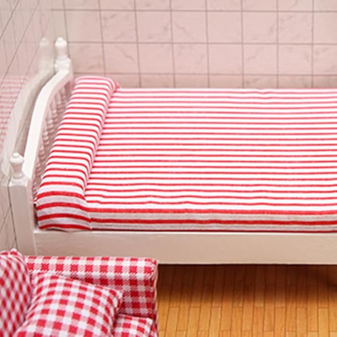 Totority Miniature Furniture Pink Double Bed Synthetic Material 1: 12 Dollhouse Furniture Baby Doll Accessories Set for Decoration Kids Room