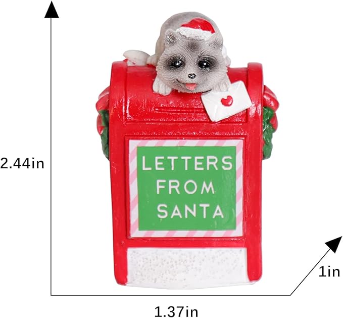 Christmas Village Accessories Ornaments Resin Christmas Village Sets Decoration for Xmas Festival Holiday (Raccoon Letters from Santa)