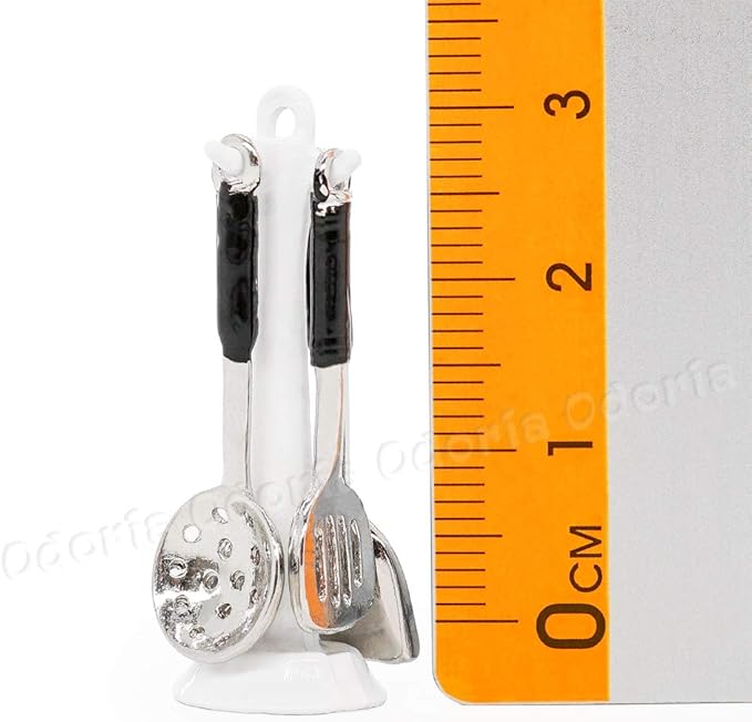 Odoria 1/12 Miniature Kitchen Utensils with Stand Dollhouse Decoration Accessories, White