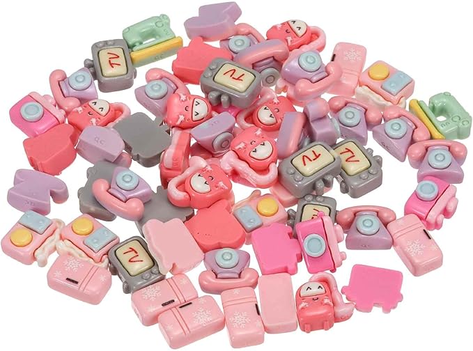 Mini Cute Appliances Decor, Miniature Doll Food Crafts for Dollhouse & Landscape & Mini Kitchen & Micro Fairy Garden & DIY Craft Decorations(Dark Pink/Light Pink/Gray, 60pcs)