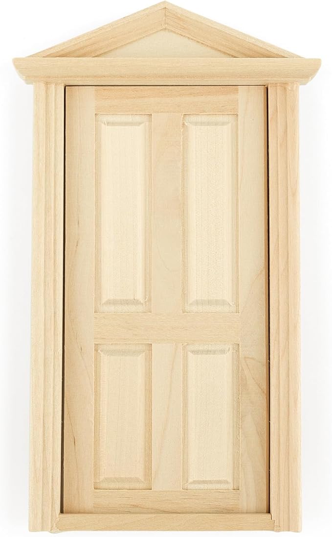 AUEAR, 1:12 Miniature Furniture Unpaint Wooden Doors for DIY Scene Home Craft (4 Panel)
