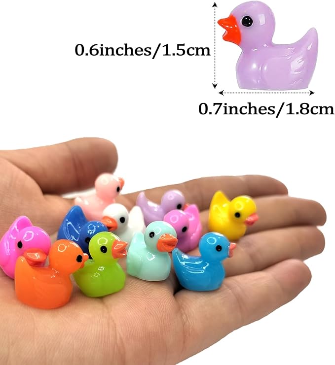 110 Pieces Mini Resin Ducks Tiny Duck Miniature Figures Charms Ornament Potted Garden for Party, DIY Micro Landscape Decorations, Aquarium Ornaments