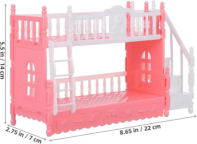 TOYANDONA Dollhouse Mini Bed Miniatures Bunk Bed Small Double Bed Doll Bunk Bed with Ladder Dollhouse Furniture Decoration Accessories DIY Doll House Room Decor