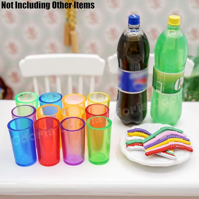 Odoria 1/12 Miniature Glasses and Straws 12Pcs Dollhouse Decoration Accessories