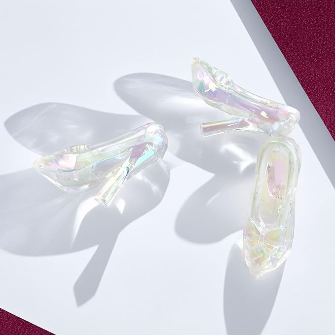4pcs Acrylic Mini High Heels: Crystal Glass Slipper Style Shoes (1:12 Approx) for Dollhouse Fashion, DIY Jewelry, Collector Display