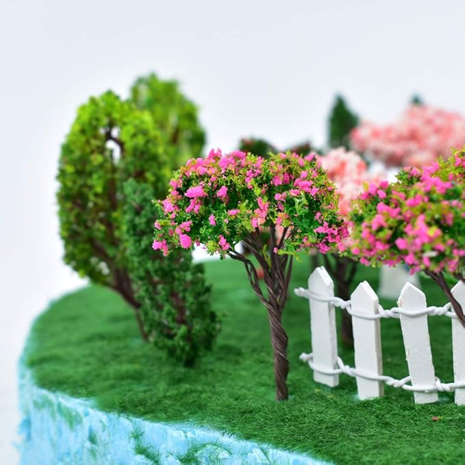 HUIANER Miniature Fairy Garden Tree Plant Ornament, Miniature Dollhouse Pots Decor Moss Micro Landscape DIY Craft Garden Ornament 12 Pcs