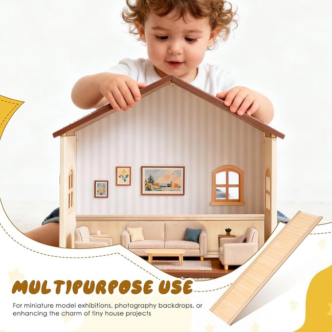 Miniature Dollhouse Wainscoting Panels: 1:12 Scale Wooden Dollhouse Trims for Accessories Creative DIY Projects